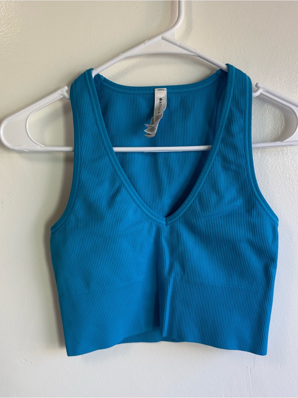 Athleta Blue Aurora Seamless Ribbed Cropped Tank Top size XS